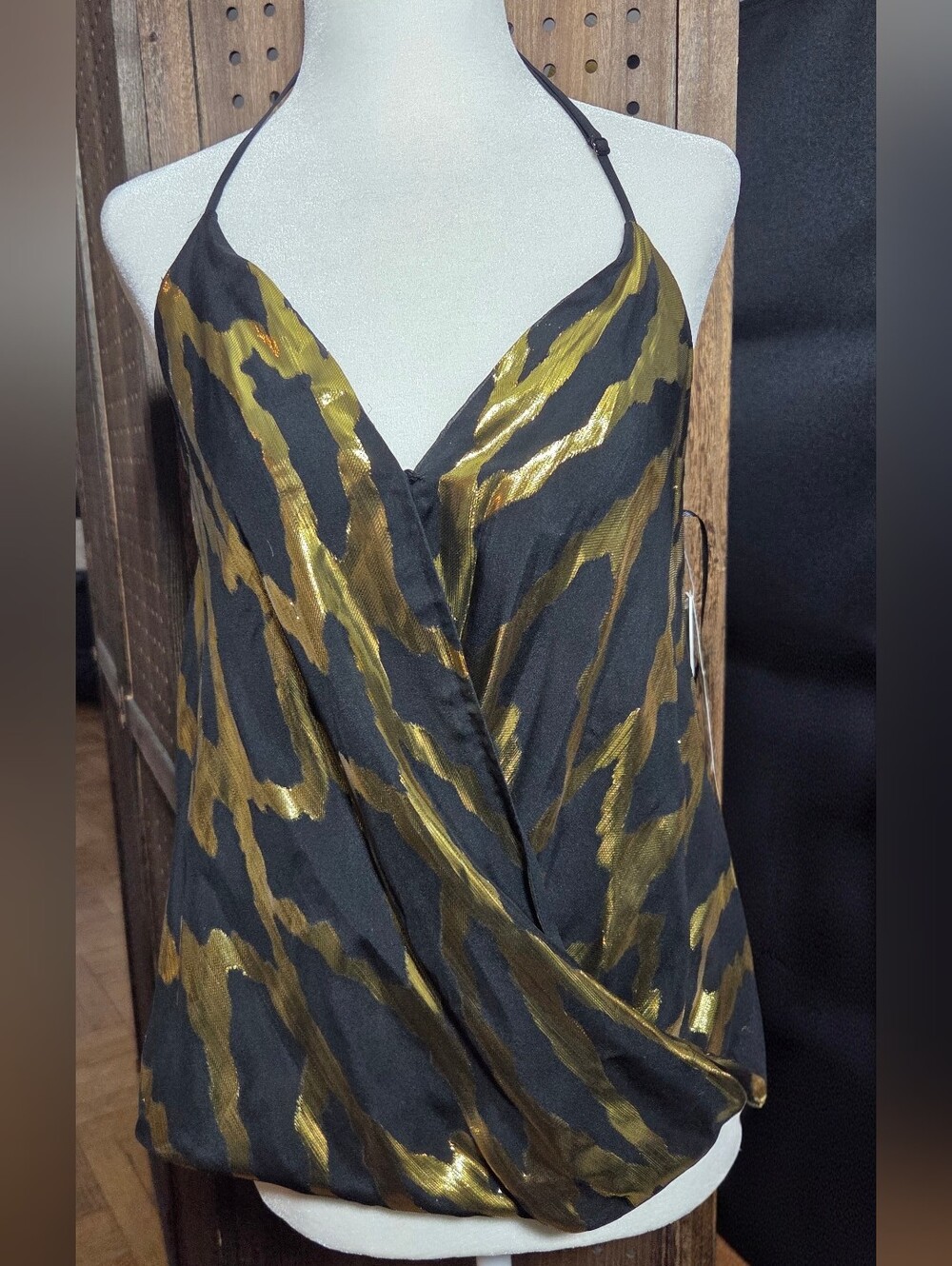 NWT AQUA faux- wrap halter neck top